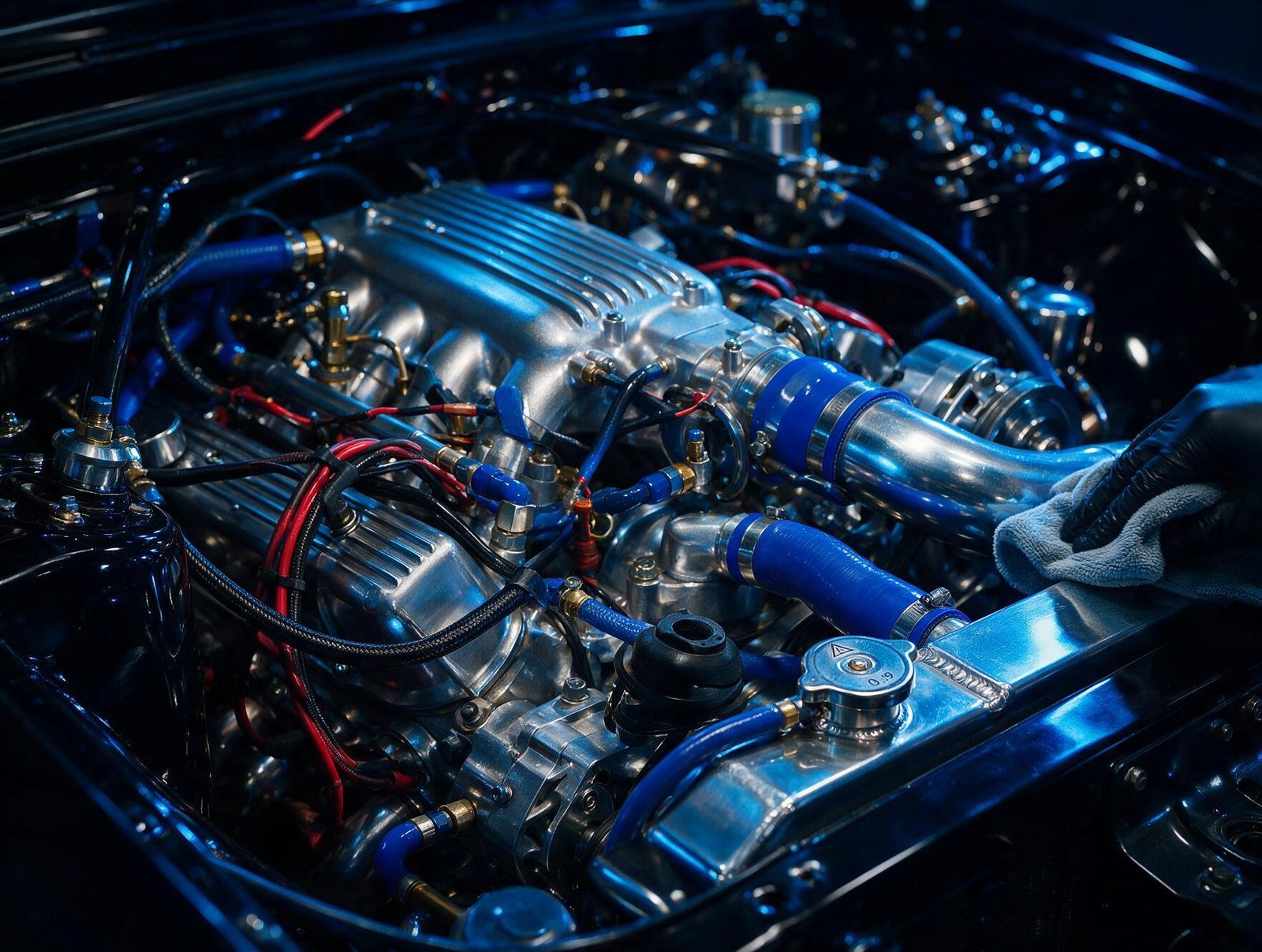 Clean detailed engine bay